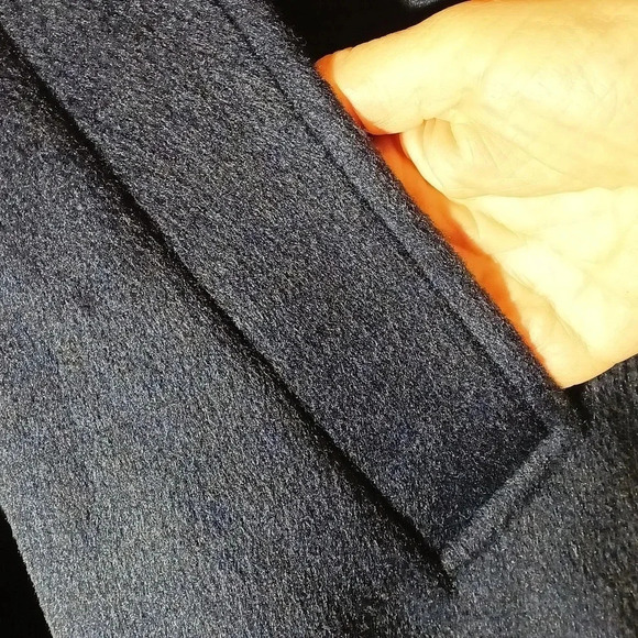 Wool blend Isaac Mirzah Live coat navy snap buttons self tie  belt nwot large - Picture 5 of 13